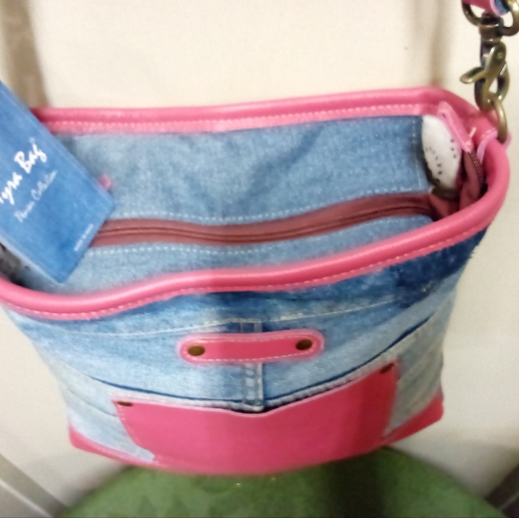 NWT Myra Bag Co Pink Leather & Denim Purse - Picture 5 of 7